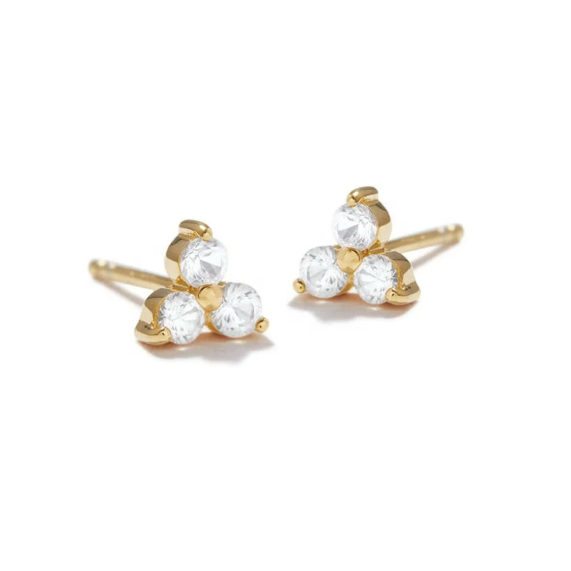 

Gemnel hot selling 925 sterling silver 18k yellow gold vermeil mini cz diamond stud earrings