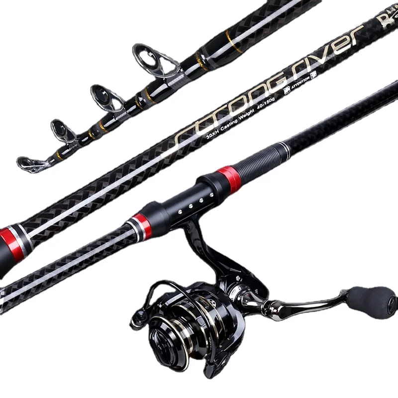 

High Carbon fiber fishing rod spinning fishing rods reel combo spinning fishing tents, Black