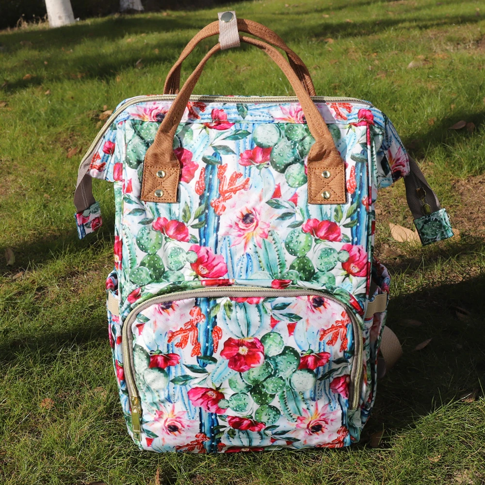 

Free Shipping Cactus Floral Diaper Bag with Changing Mat Multi-Function Large Capacity Waterproof Nappy Bag for Mom and Dad, Serape&leopard,leopard/cheetah,rainbow,sunflower,etc.