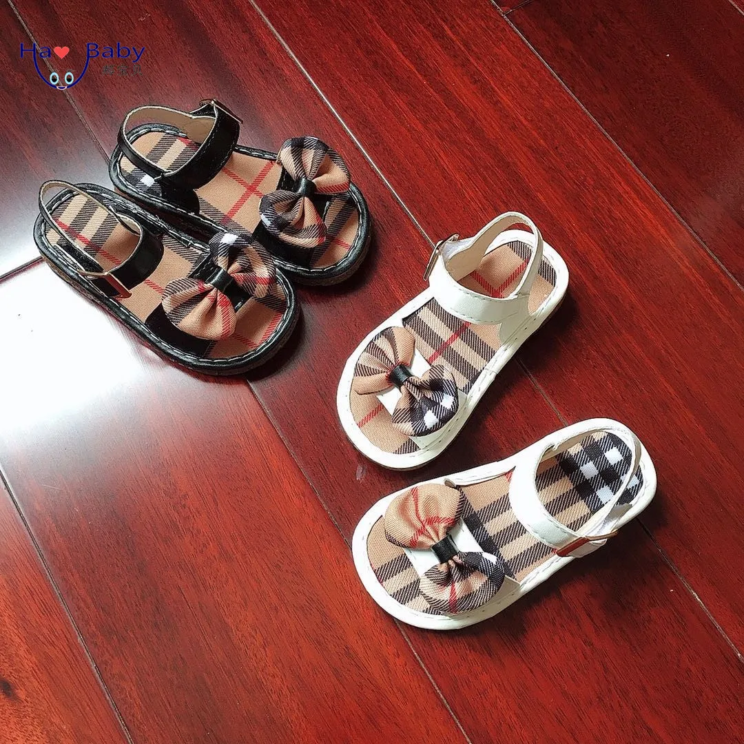 

Hao Baby Girls Princess Children Soft Soled Dress Casual Shoes Plaid Bow Sandals