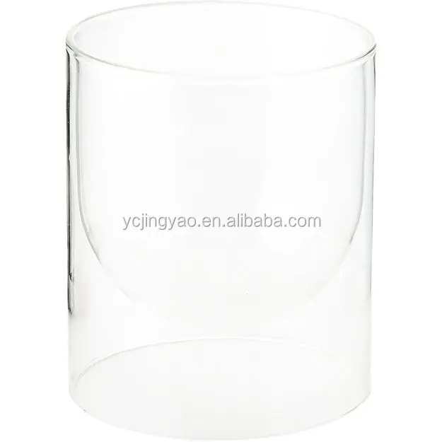 

Custom Made Transparent Clear Double Wall Cylinder Glass Wine Vase