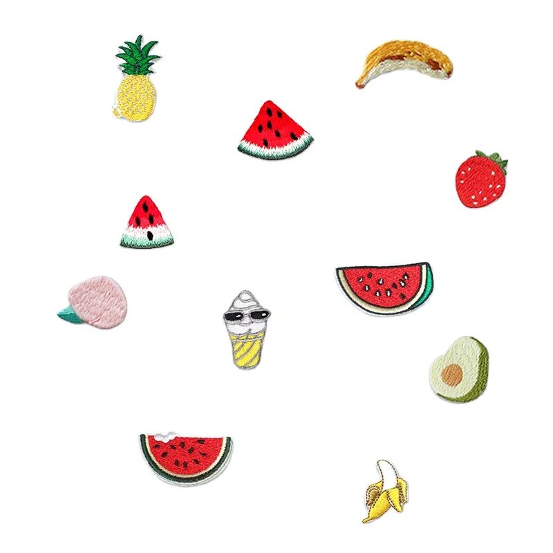 

Spot summer strawberry avocado fruit 3D DIY embroidery flower processing hand account clothes decoration patch gum cloth paste, Custom color