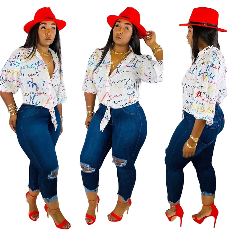 

Autumn Casual Letter Printed Long Sleeve Tops Women Blouse