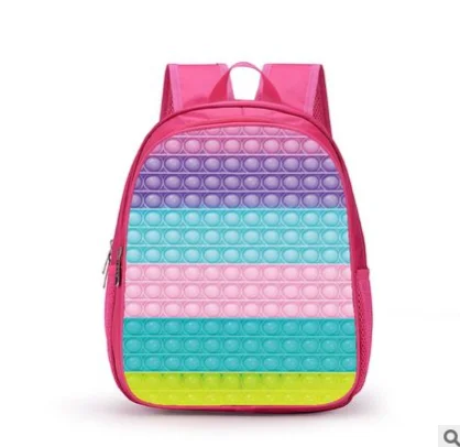 

2021 Kids schoolbag foam backpack Silicone rainbow schoolbag teenage girls fidgeting with schoolbags to relieve stress