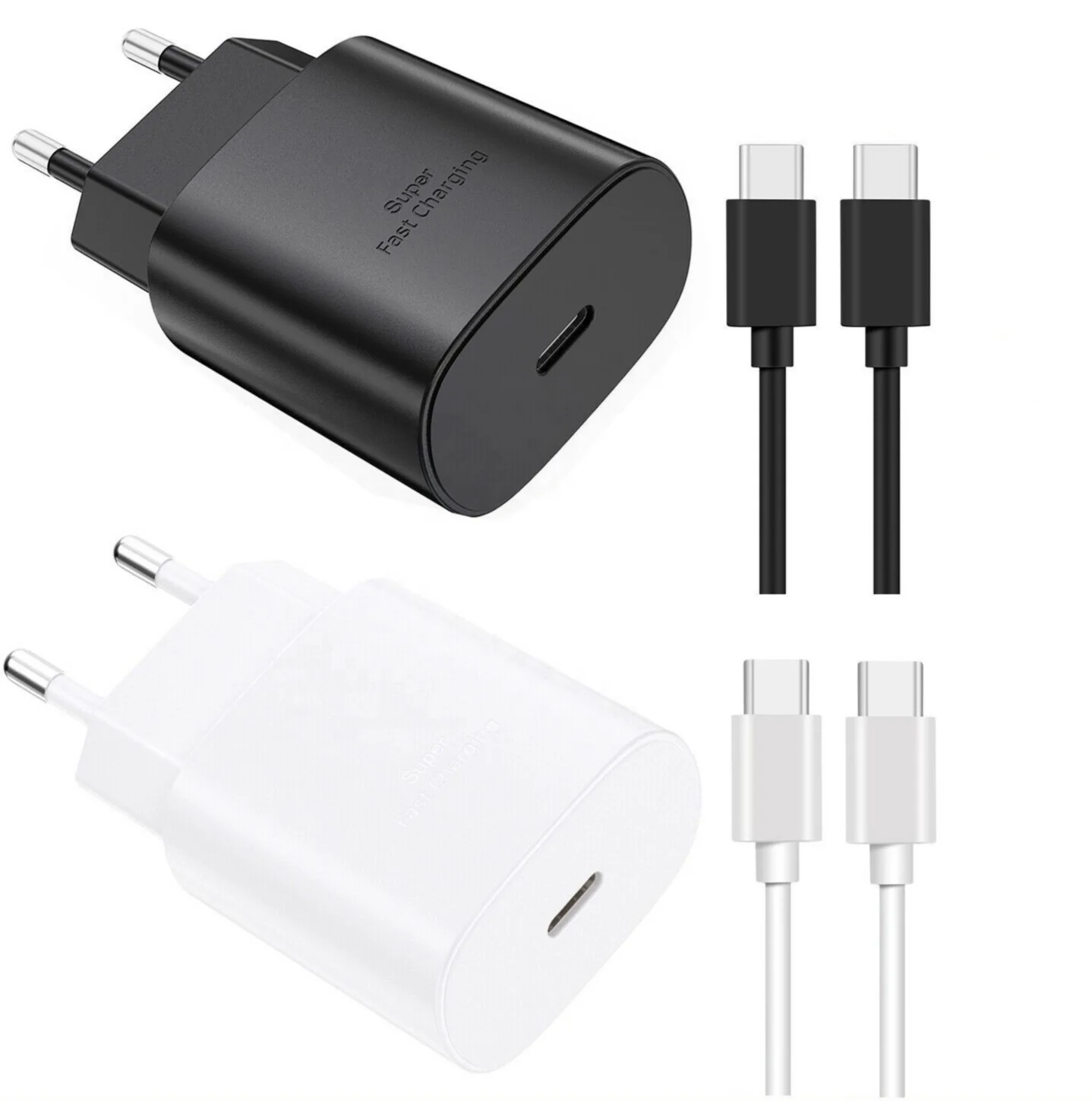 

USB C fast Charger 25W PD Wall Power Adapter for Samsung Galaxy S20/S21/S21+/S21Ultra/S10, Black white