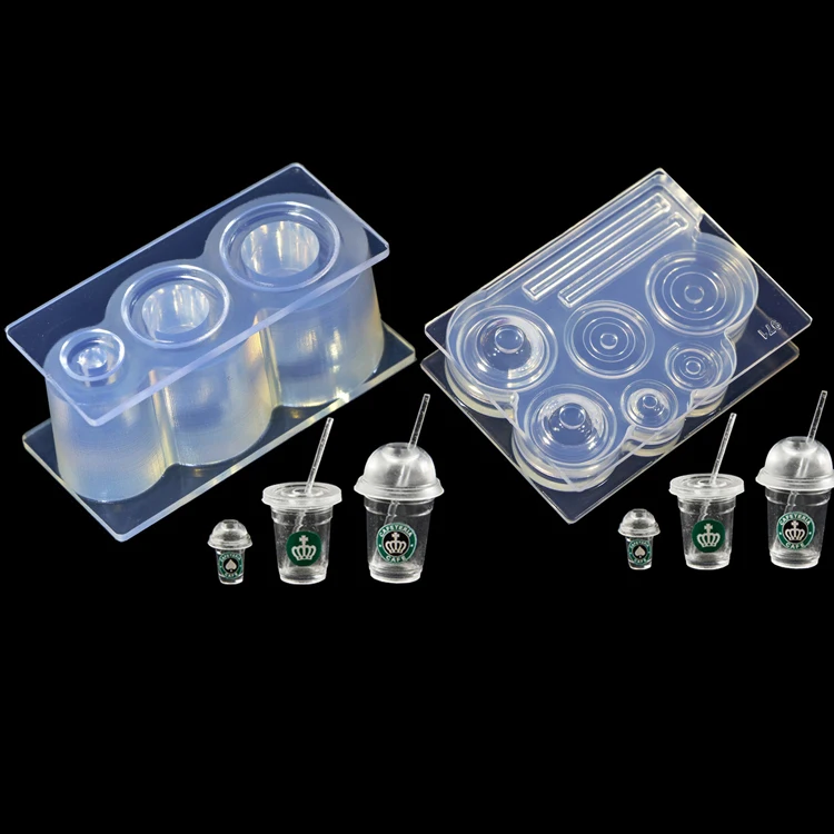 

High transparent 3D straw drink cup silicone mold silicone coffee cup moulds,stereoscopic miniature silicone mold, Random