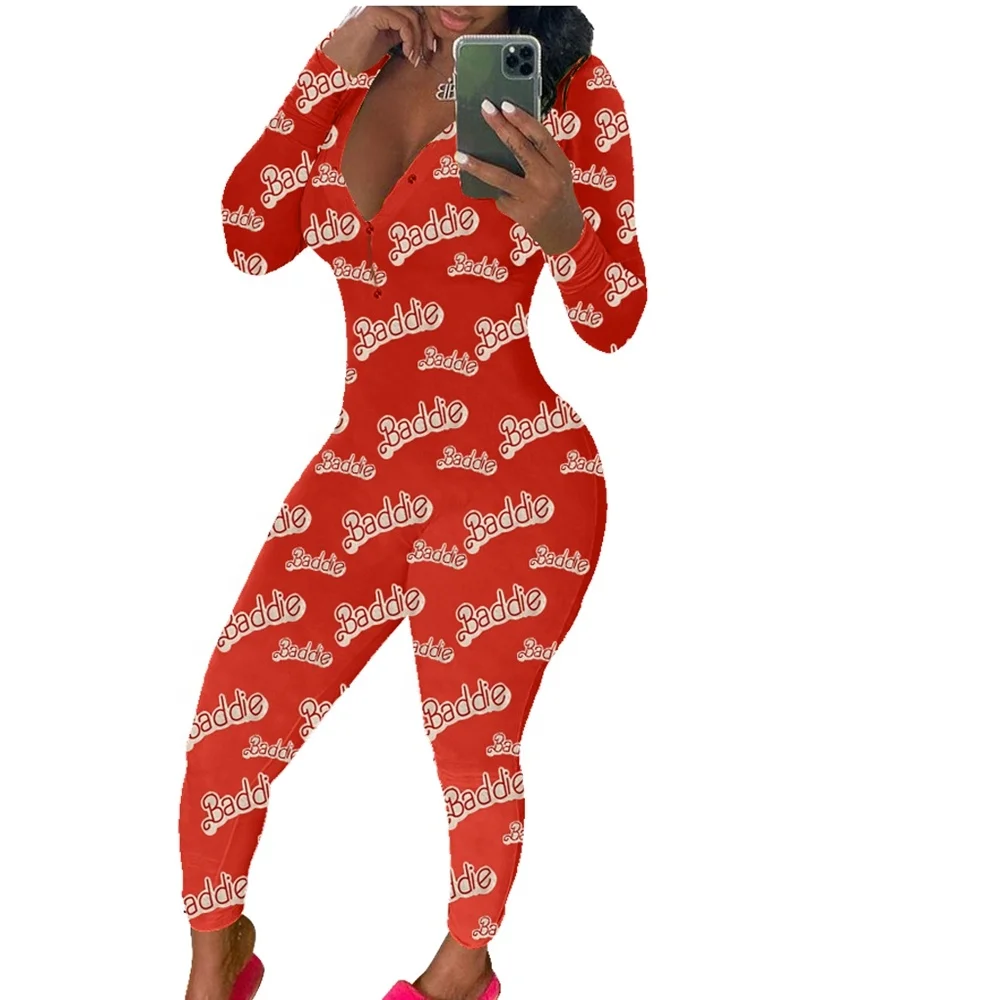 

2021 Valentines Day New Years Sexy Long Sleeve Cheap Pajama Onsie for Woman, As shown