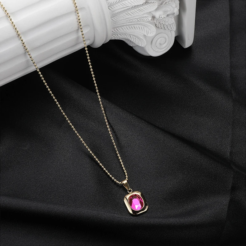 

2023 Hot Selling Many Style Women Charming Colorful Zircon Stainless Steel Necklace