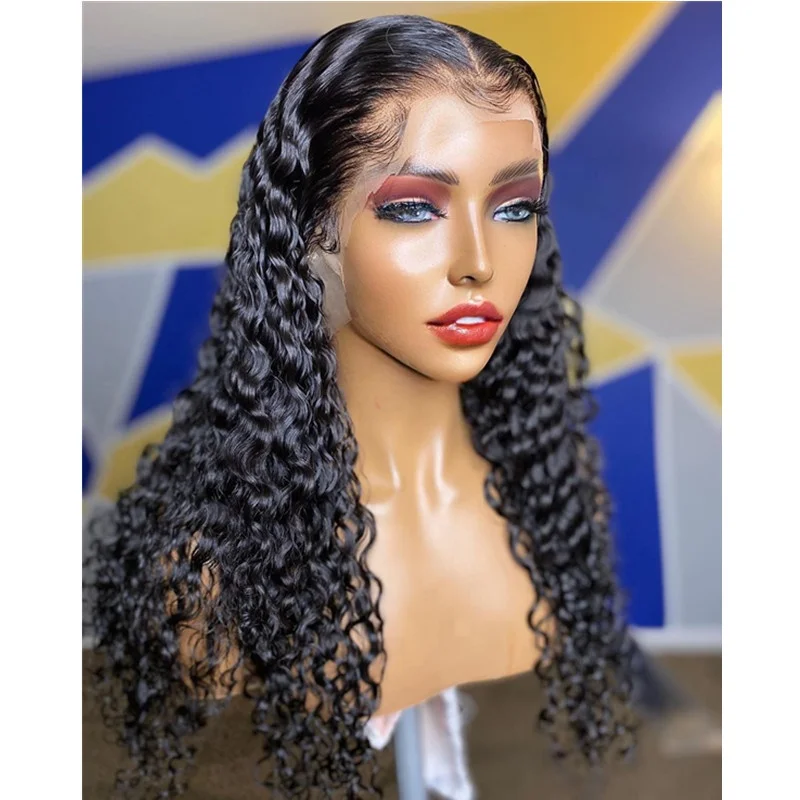

Glueless Deep Curly Raw Brazilian Human Hair Pre Plucked Hairline Closure Wig With Baby Hair