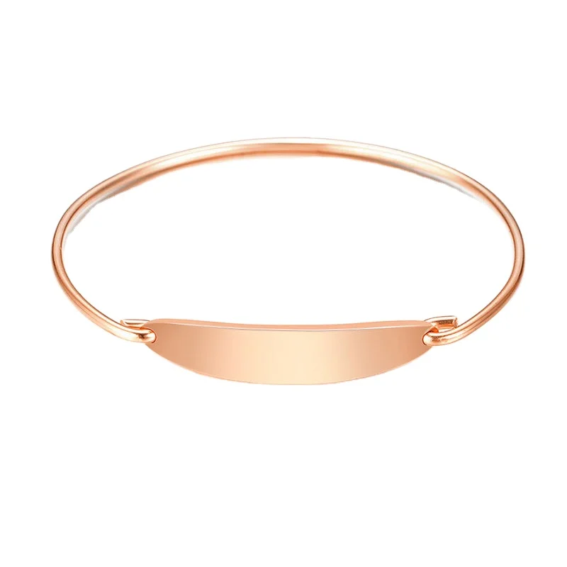 

Korean Minimal Style Thin Ring Cute Plate Lady Stainless Steel Bracelets, Rose gold, silver