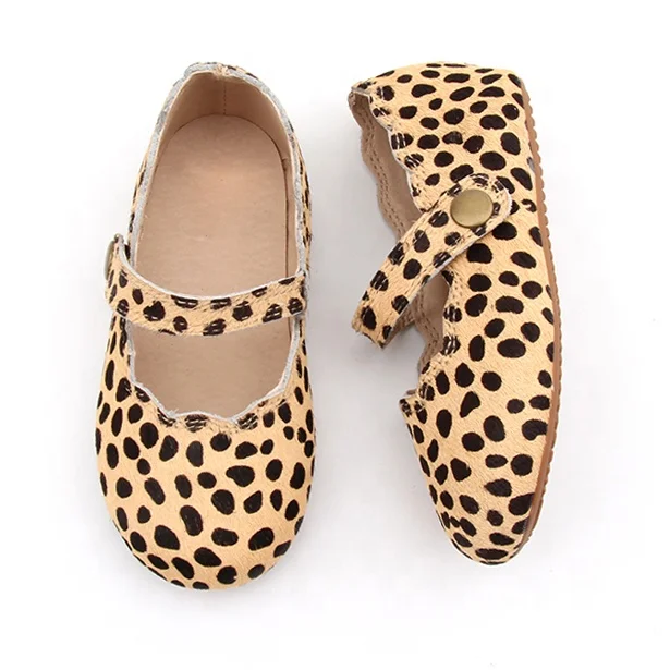 
Popular RTS Mary Jane Shoes Genuine Leather Leopard Soft sole Girls Shoes 
