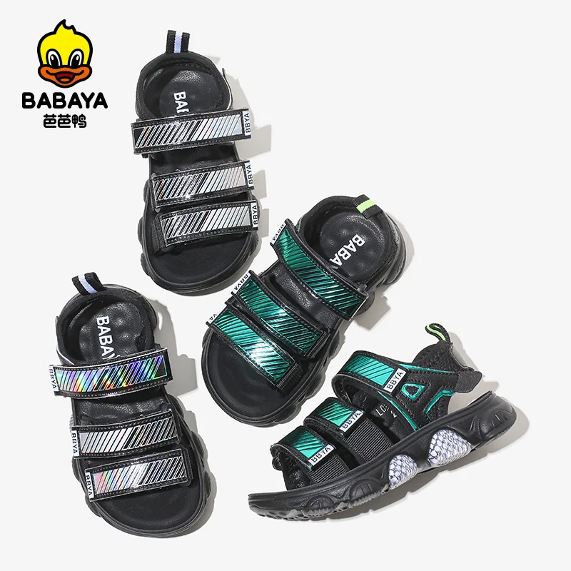

36033 HUANQIU Boys Hard Wearing Buckle Strap Wholesale Designer Summer Sandals For Kids, Silver/blue