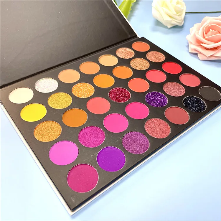 

Hottest Selling No Logo Makeup Palette Eyeshadow Private Label 35 Shimmer Glitter Eyeshadow Palette