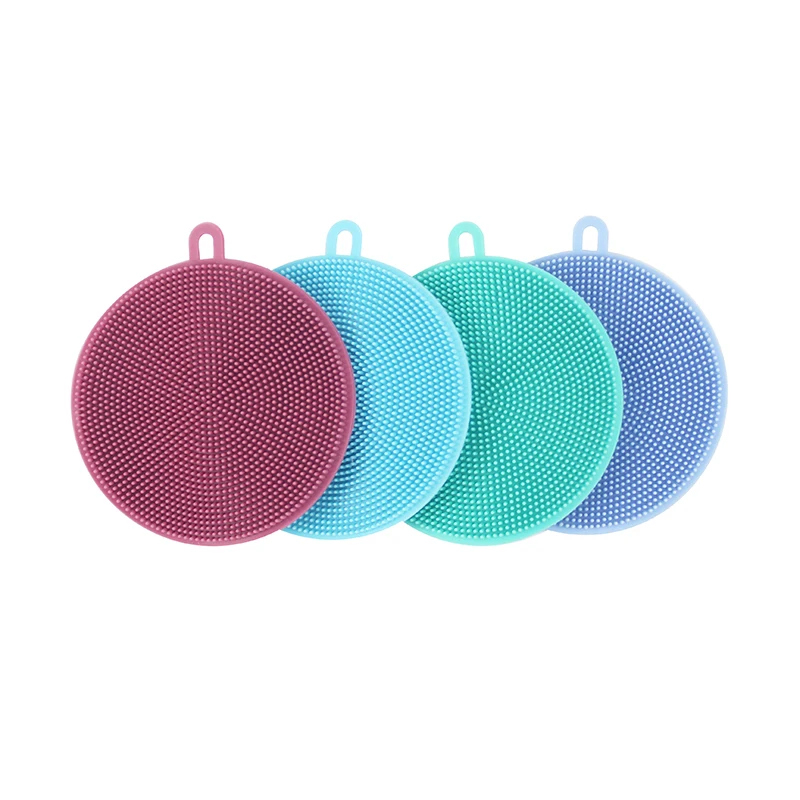 

Kitchen Multipurpose Reusable Soft Silicone Kitchen Cleaning Brush Washing Scrubber Sponge, Customized