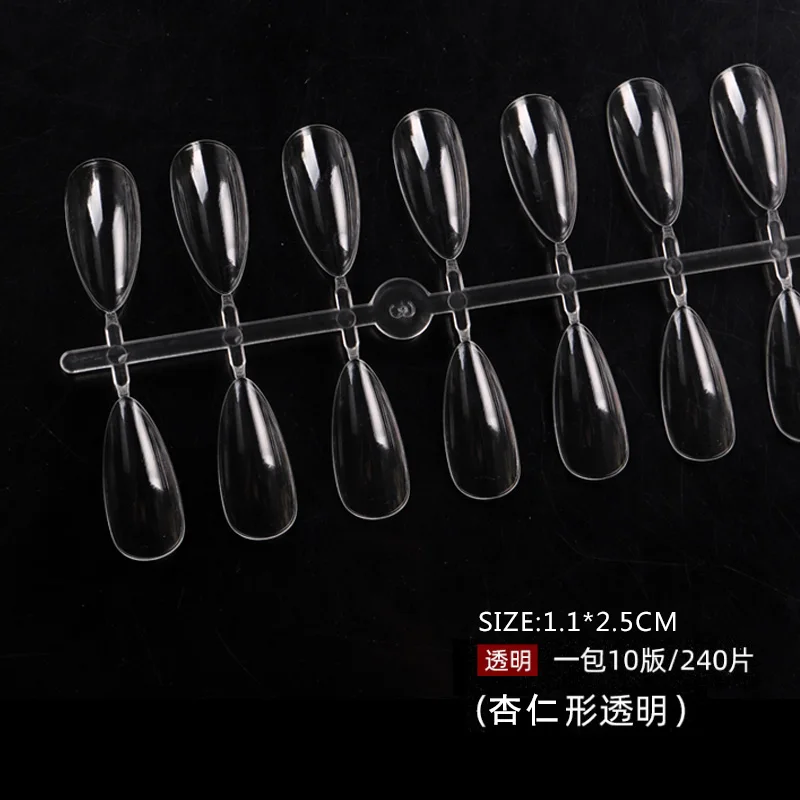 

TSZS 240pcs Professional Coffin Nail Display Tips Stiletto Clear Nature Practice False Almond Acrylic Nails, Clear natural