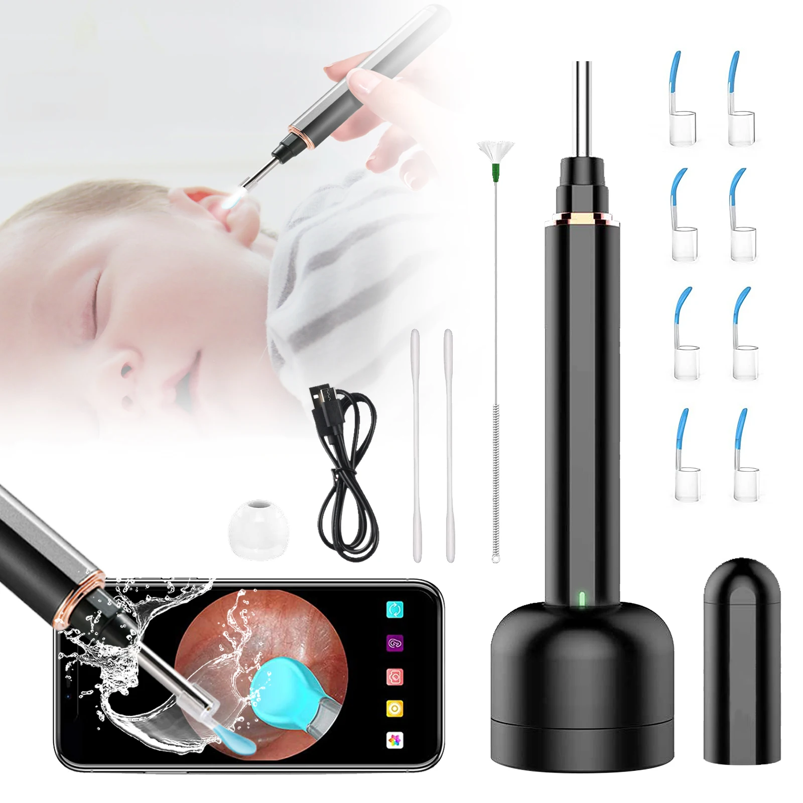 

Freeshipping Earwax Remover, High-definition Intra-ear Speculum, Compatible with a Variety of Smart Devices, Earwax Removal Kit