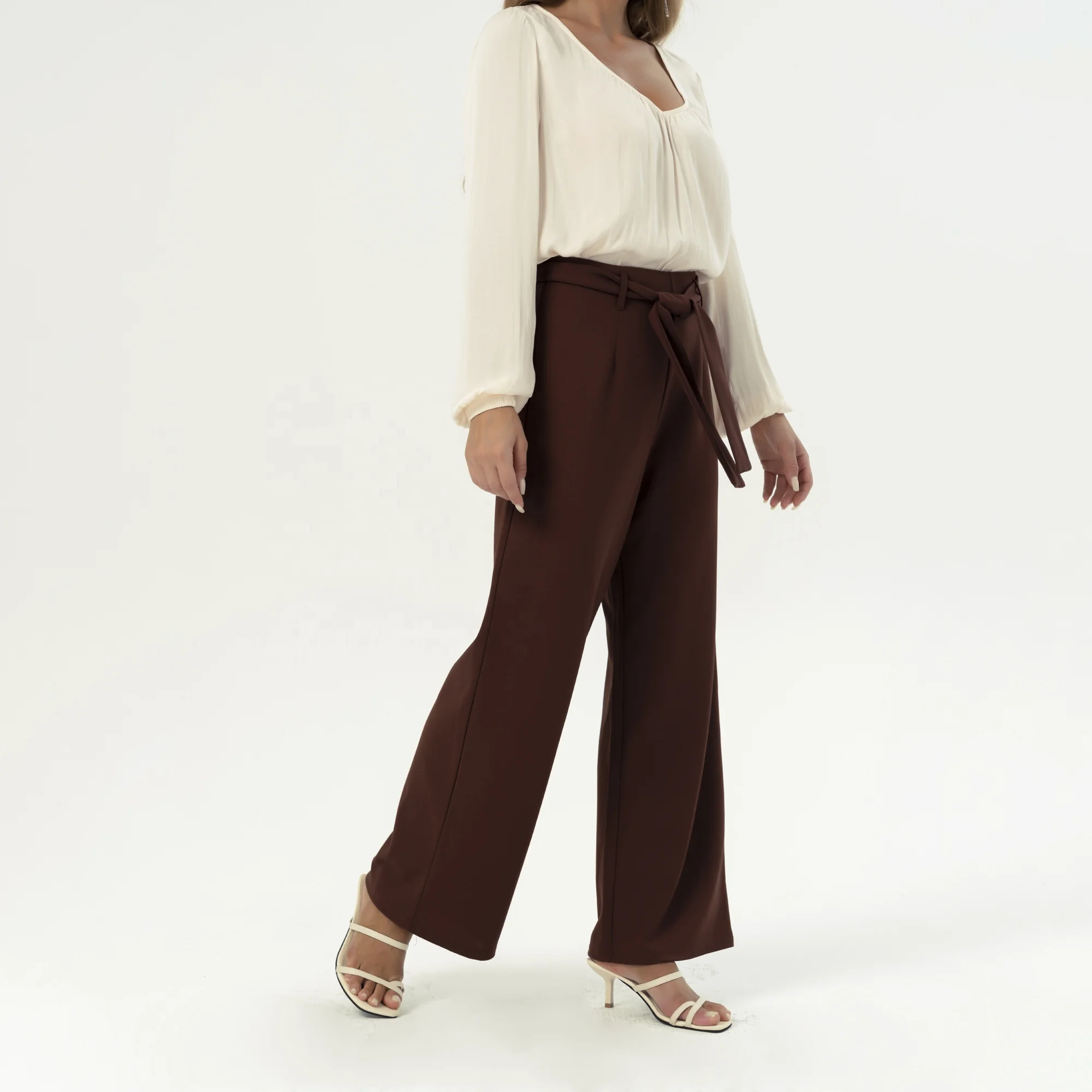 

Women Streetwear High Waist Belt Tie Loose Long Breathable Wide Leg Fall 2021 Women Clothes Pants Trousers, Picture color