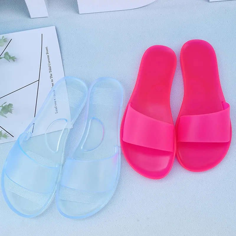 

2021 cheap Solid color femmes strap outdoor home plastic foot wear flats women's sandals ladies slippers, Picture