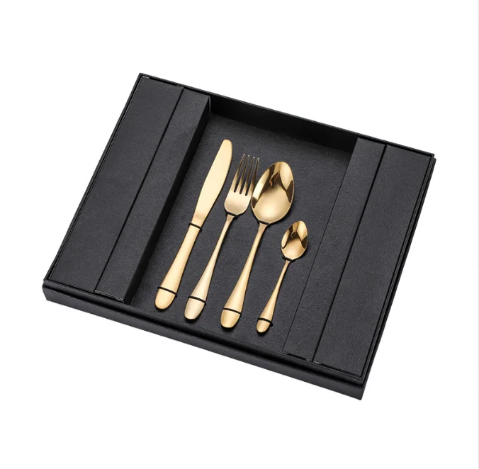 

Stainless Steel Utensils Service For 4 Include Knife Fork Spoon 24 Piece Gifting Box Silverware Gold Flatware Cutlery Set, Silver, gold, rose gold, black, colorful
