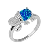 Fashion 925 Silver Elephant White/blue Fire Opal Crystal Wedding Ring Jewelry