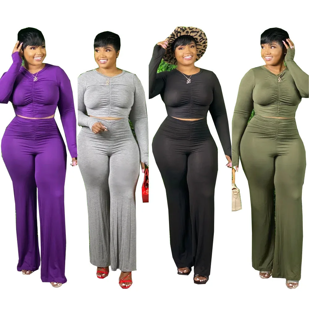 

Autumn/winter Plus size solid color two piece set 2 piece outfits sets for women, Different color