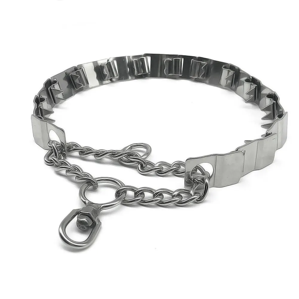 

Stainless steel chrome plated anti pull dog prong training collar, Silver
