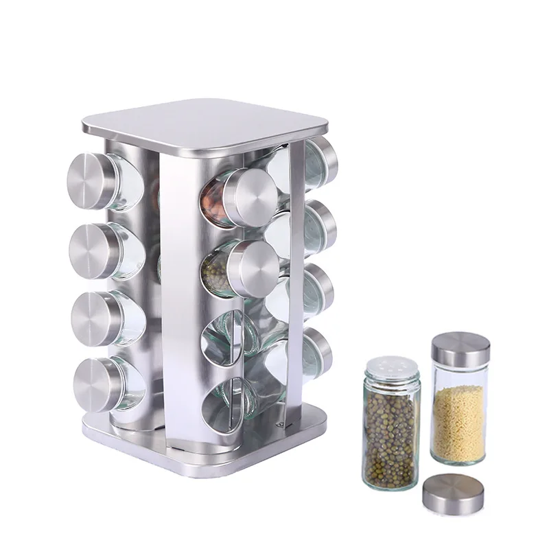

20Pcs Kitchen spice rack and jars seasoning spice rack organizer for cabinet, Clear