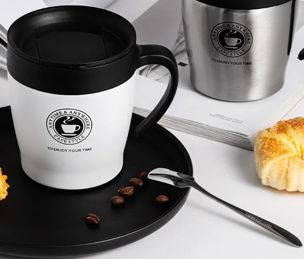 

Wholesale hot selling insulation coffee mug with lid and spoon