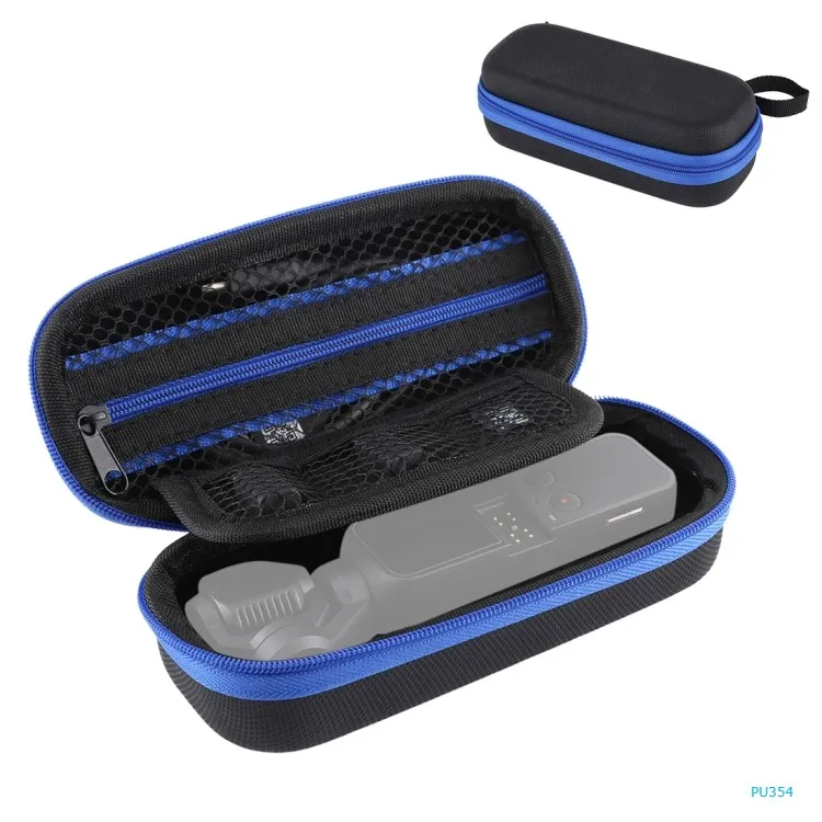 

Original Portable PULUZ Mini Diamond Texture PU Leather Storage Case Bag Protective Bag for DJI Osmo Pocket Gimbal, Black and blue