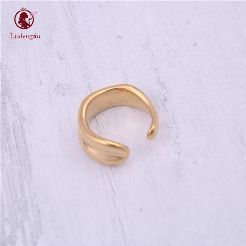 

European Geometric Stainless Steel Irregular Wide Open Ring Minimalist 18K Gold Plated Adjustable Wide Face Ring