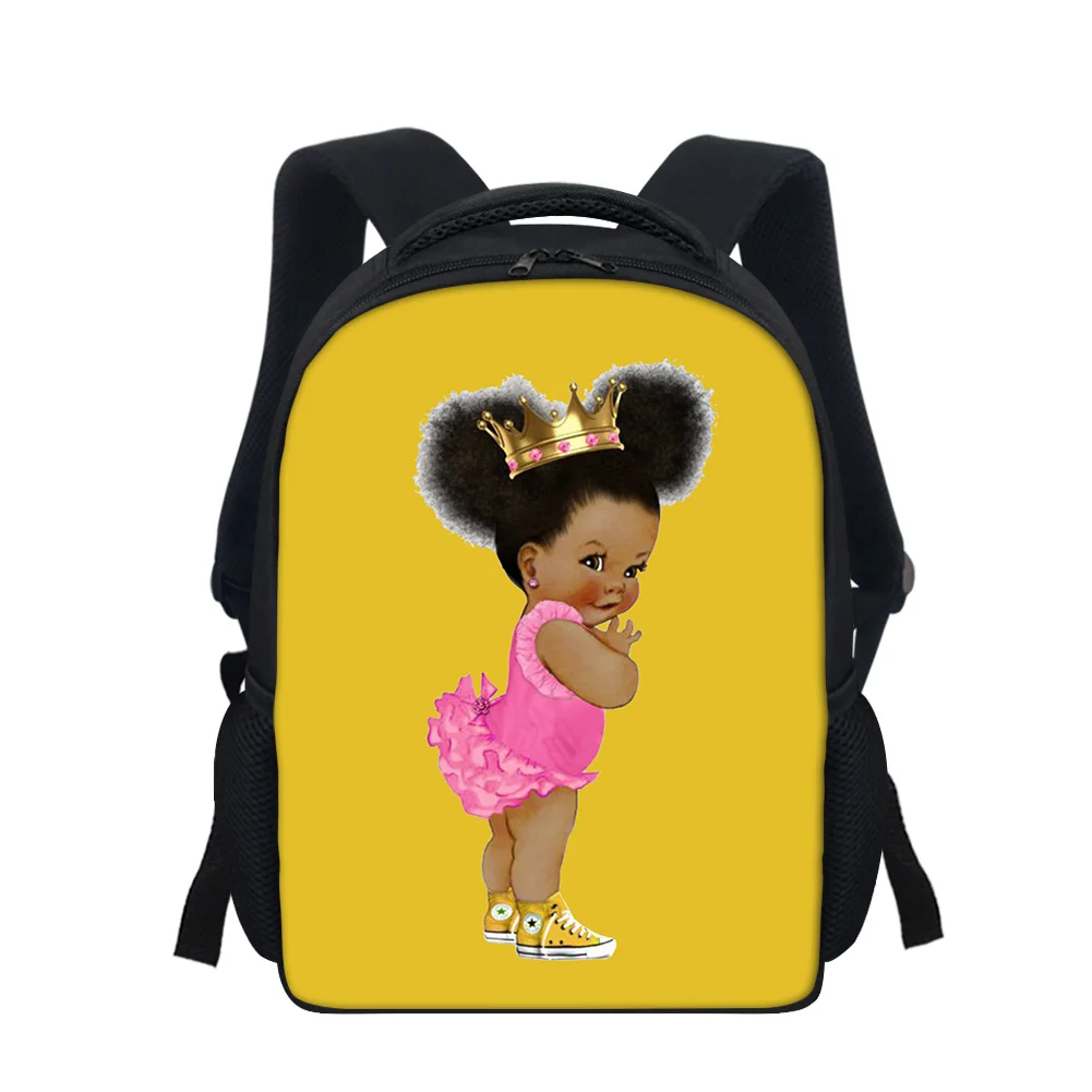 

Black Ballerina with Crown Baby Girl African American Custom Kids School Bag Preschool Kindergarten Elementary School Backpacks, Customized color