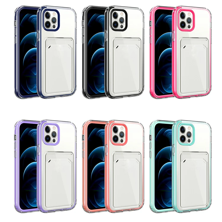 

Original Factory Full Protector Rubber Crystal Clear 2in1 TPU PC Card Slot Mobile Phone Back Cover Case For Iphone 11 Pro Max, Transparent