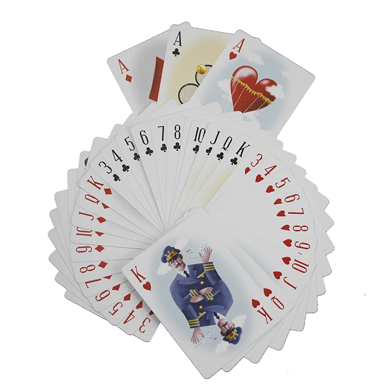 

Chile 63x88mm plastic promotional Customized Logo Paper Card Poker Playing Cards 3/4 Size, Cmyk 4c printing and oem