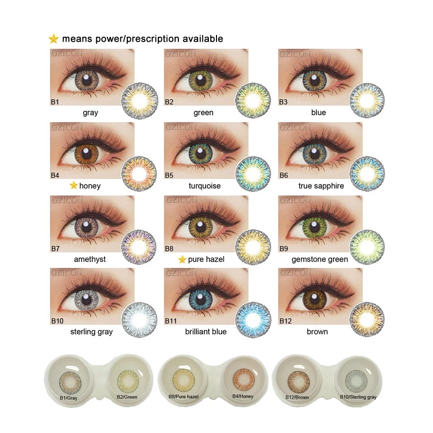 

High quality 12 colors available cosmetic comfortable fresh look 1 year coloured contact lenses