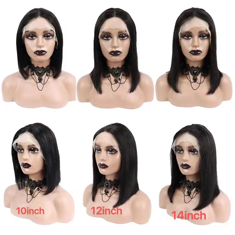 

Letsfly Straight Lace Closure Bob Wigs Human Hair 10 12 14 inches Brazilian Human Hair Ear to Ear Lace Front Wigs Free Shipping