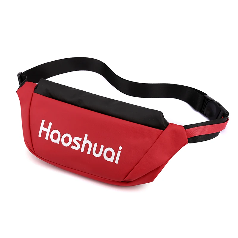 

Oem Teenagers urban korea styles red simple letter printing simple crossbody shoulder fanny pack unisex daily travel waist bag