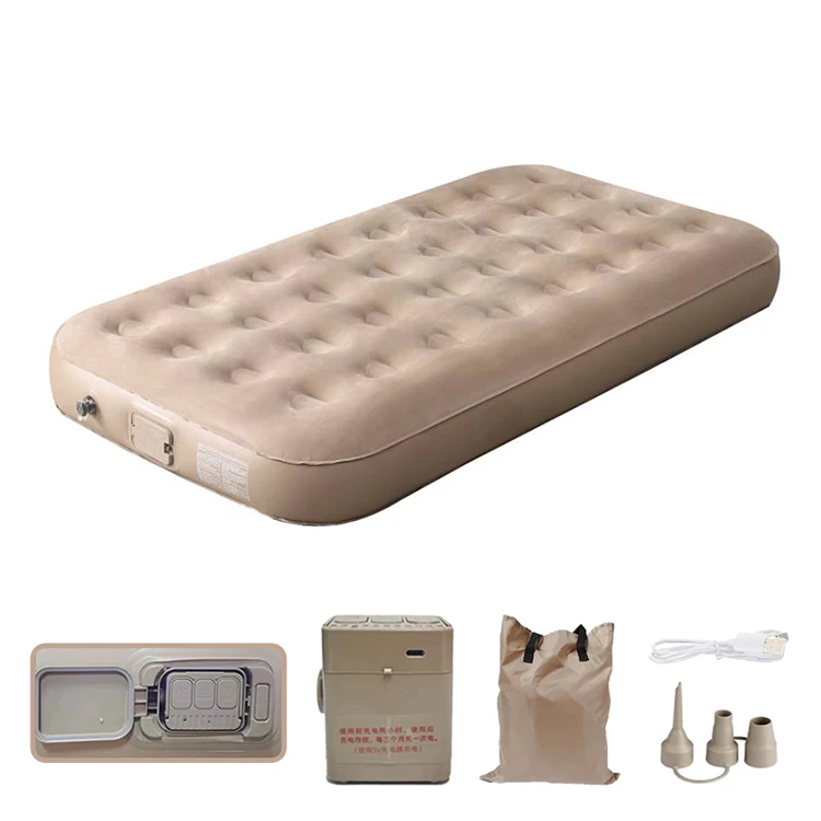 Inflatable Air Bed with Built in Rechargeable Detachable Pump Twin Size Foldable Air Bed