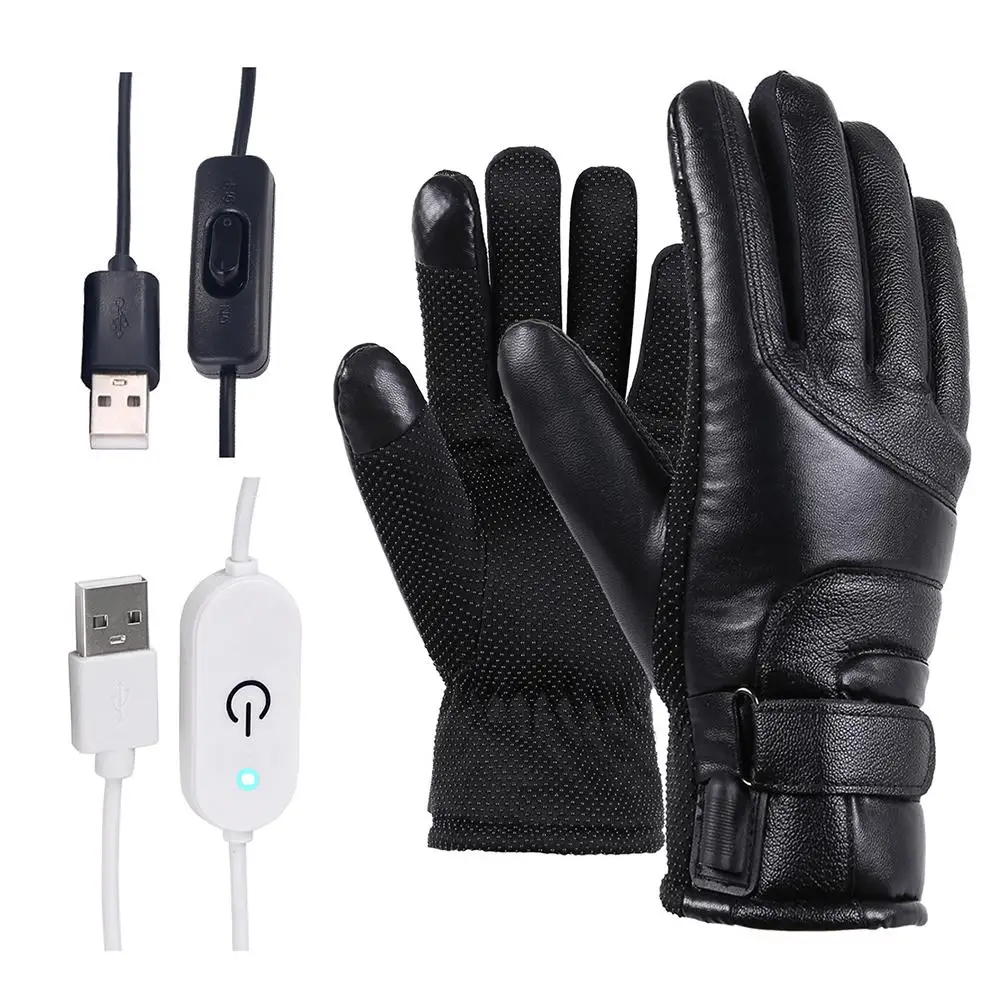 

Snow Sports Thermal Heat Gloves Electric Battery Ski Heating Gloves With Touch Screen USB Powered Heated Gloves Rechargeable, Black