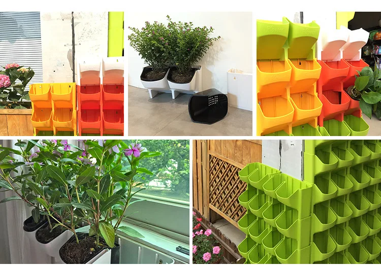 Plastic Vertical Garden Wall Planter Flower Pots Hanging Container Self