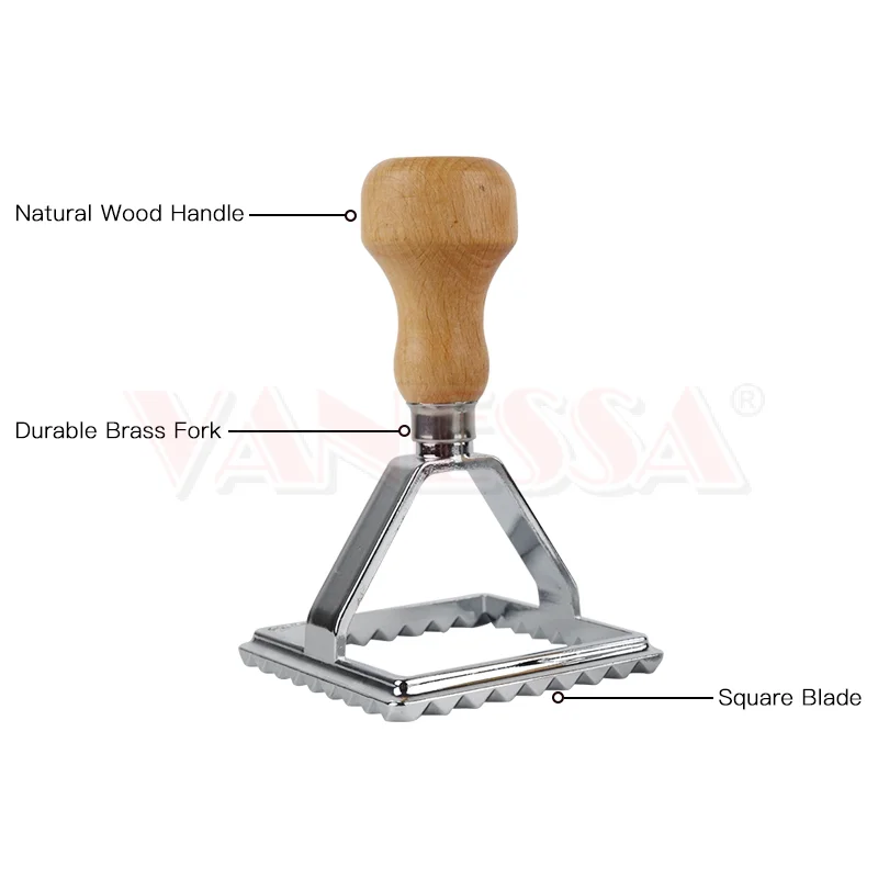 
Zinc Alloy Ravioli Stamp Set Biscuit Press Sets Dought Cutter With Wooden Handle 