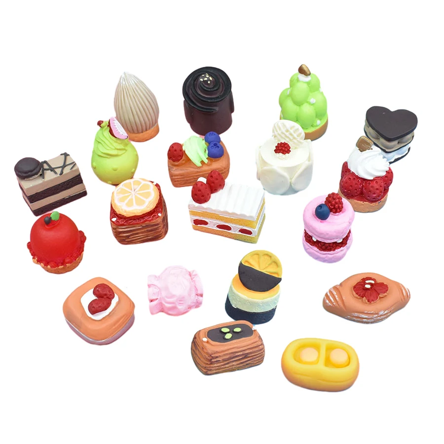 Hot Sale New 3d Artificial Mousse Crepe Cake Design Miniature Dessert Resin Charms for Keyring Bag Shoes