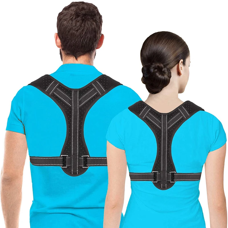 

Adjustable Elastic Back Support Belt Chest back support belt back posture corrector, Black
