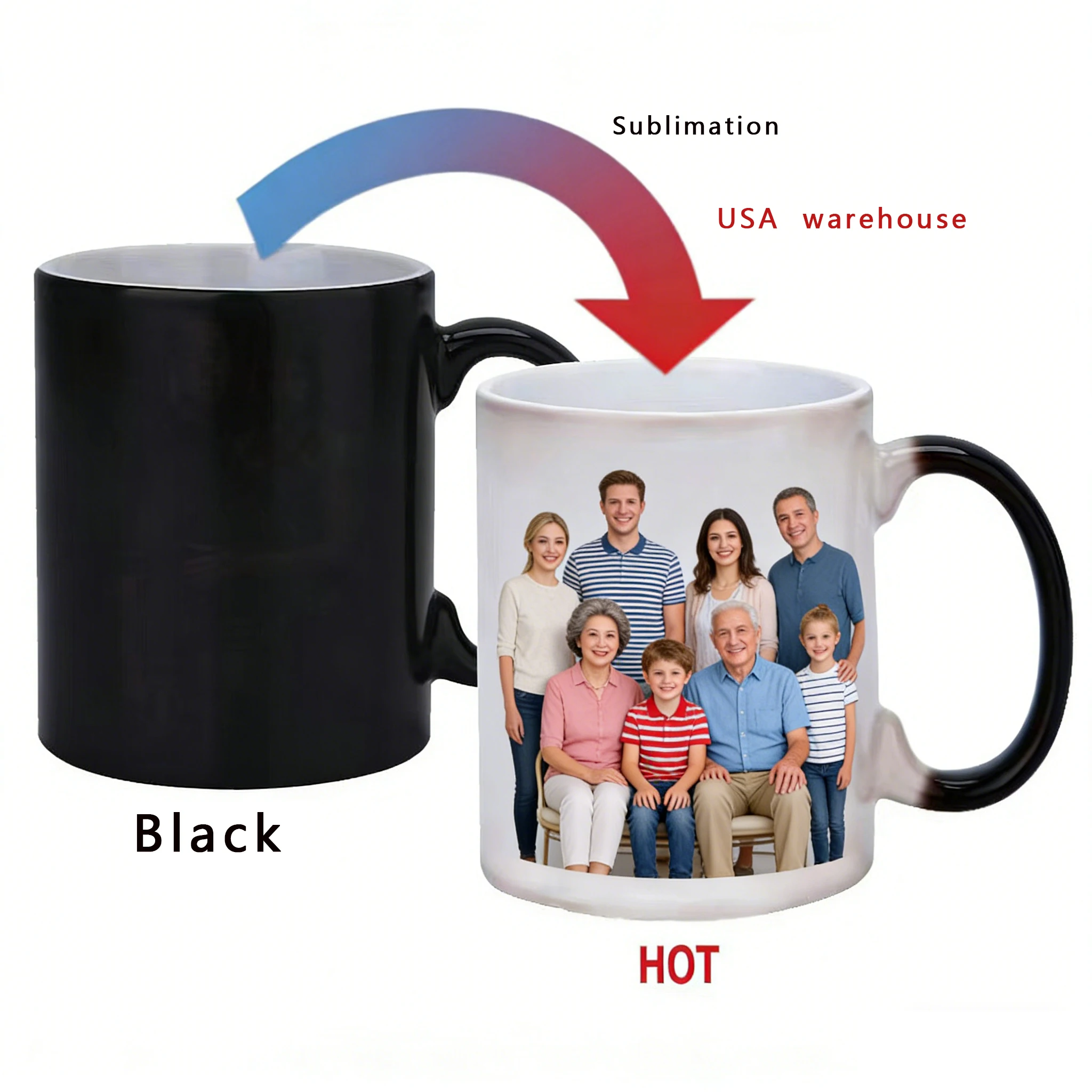 11 Ounce Sublimation Mugs Sublimation Blanks Wholesale USA WAREHOUSE Magic Mugs Heat Sensitive Color Changing Sublimation Mug