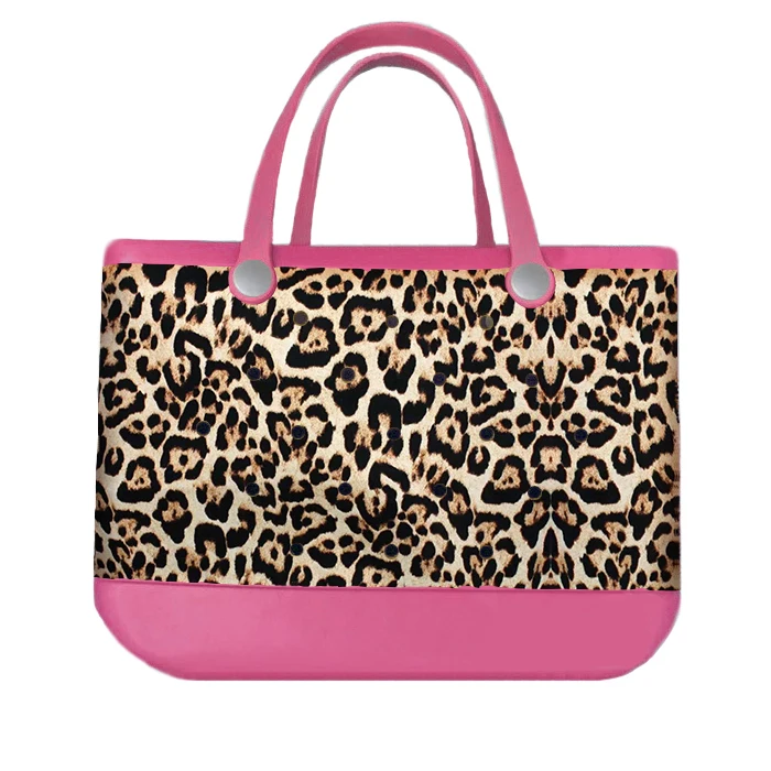 

New Arrival Fashion Women Leopard Tie Dye Tote Beach Bags, Customizable