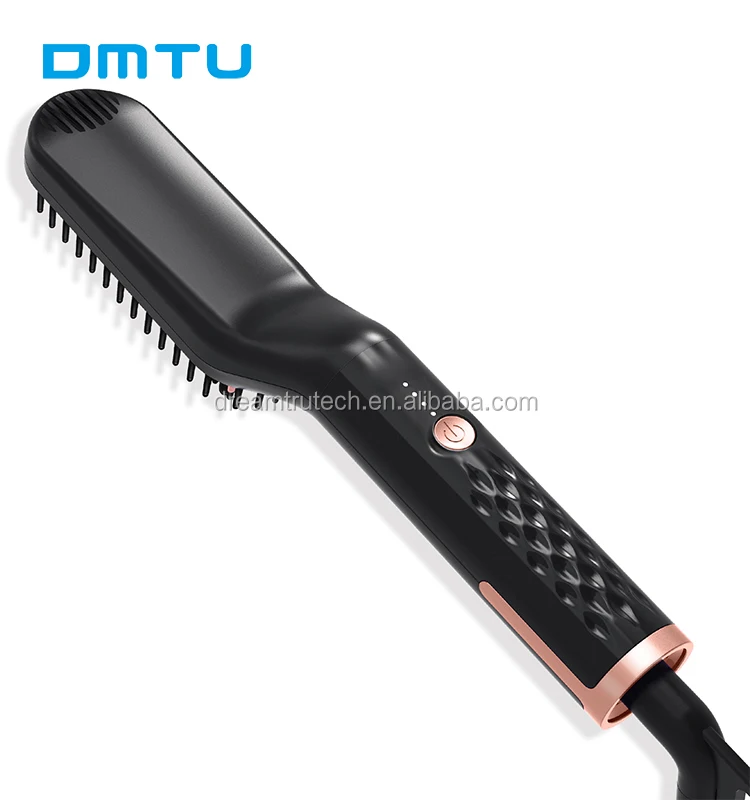 

DMTU Custom Logo Multi Function Hair Iron Quick Styler Comb Mustache Beard Straightener For Men, Black+gold,blue (customized as you request)