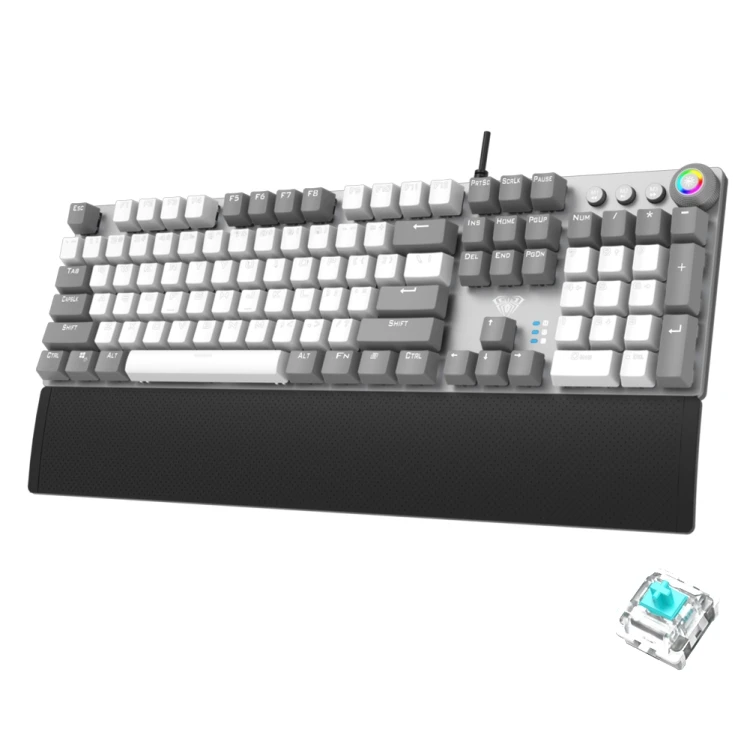 

China Manufactory AULA F2088 Keycap 108 Keys White Backlight Mechanical Blue Switch Wired Gaming Keyboard