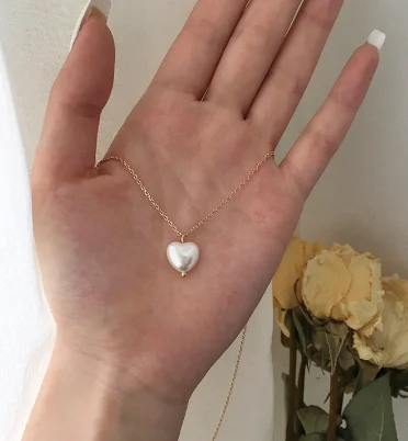 

2020 elegant pearl heart-shaped pearl necklace for girls NL-0858, Picture shows