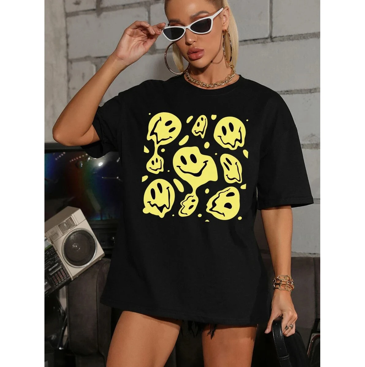 

Wholesale Of New Products Plus Size Summer Tops Cute Graphic Printed Loose Casual Short Sleeve T Shirt Woman, Picture color