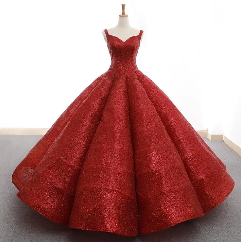 

Big Volume Red Sequin Dresses Super Puffy Red Sequin Dresses