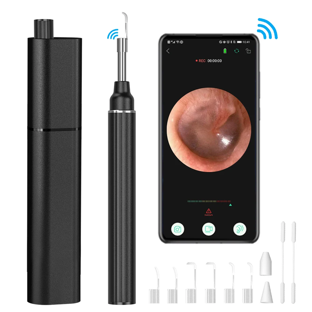 

Strong Compatible Android IOS PC Wireless Ent Endoscope Otoscope Inspection Camera Ear Wax Remover Cleaner Kit with Gyro Sensor, Red green black